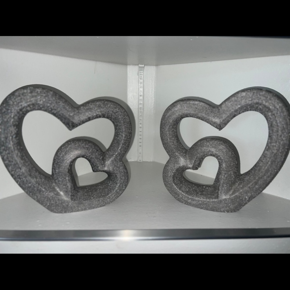 Gray Heart-Shaped Bookends